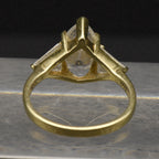 Vintage Gold Tone Sterling Silver Cubic Zirconia Ring - Size 9