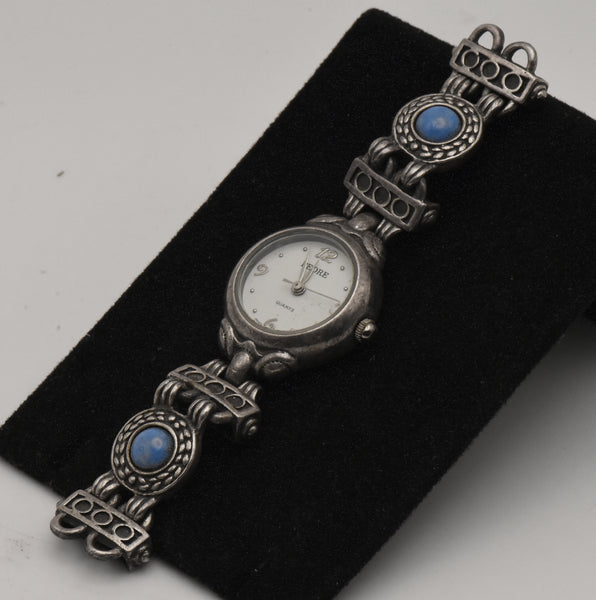 Pedre - Vintage Silver Tone Metal and Lapis Wristwatch