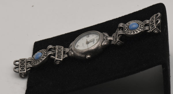 Pedre - Vintage Silver Tone Metal and Lapis Wristwatch
