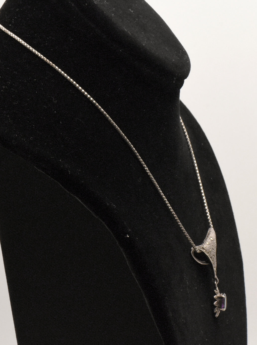 Vintage Sterling Silver Marcasite Pendant on Italian Sterling Necklace - 16"