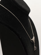 Vintage Sterling Silver Marcasite Pendant on Italian Sterling Necklace - 16"