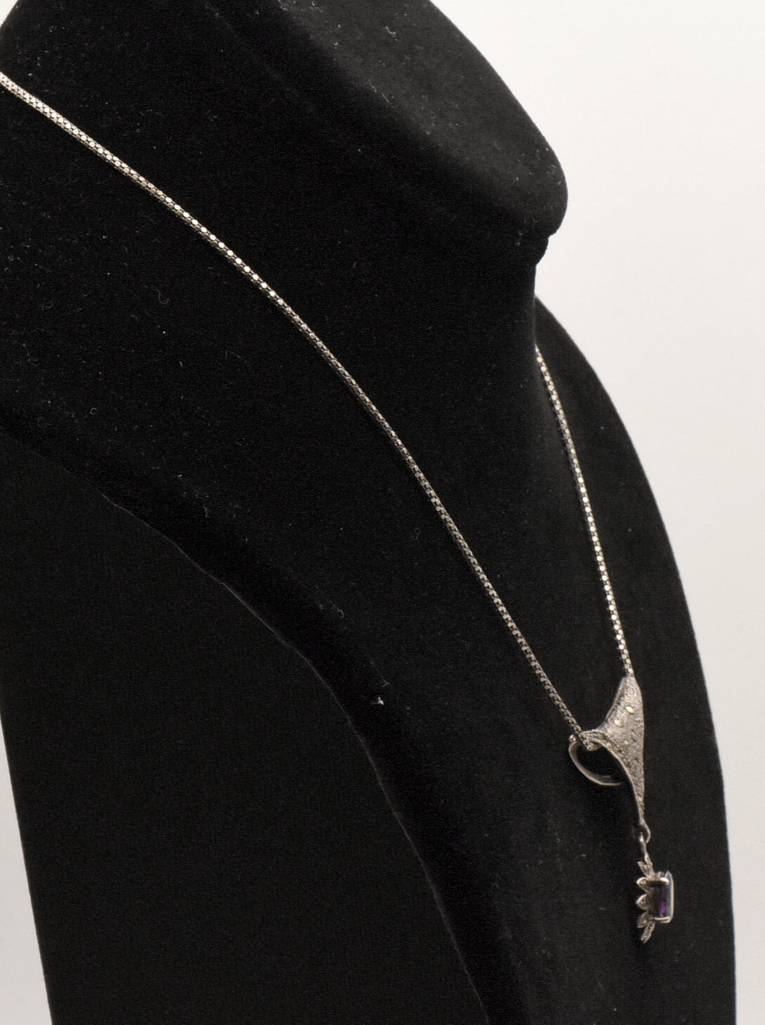 Vintage Sterling Silver Marcasite Pendant on Italian Sterling Necklace - 16"
