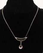 Vintage Sterling Silver Marcasite Pendant on Italian Sterling Necklace - 16"