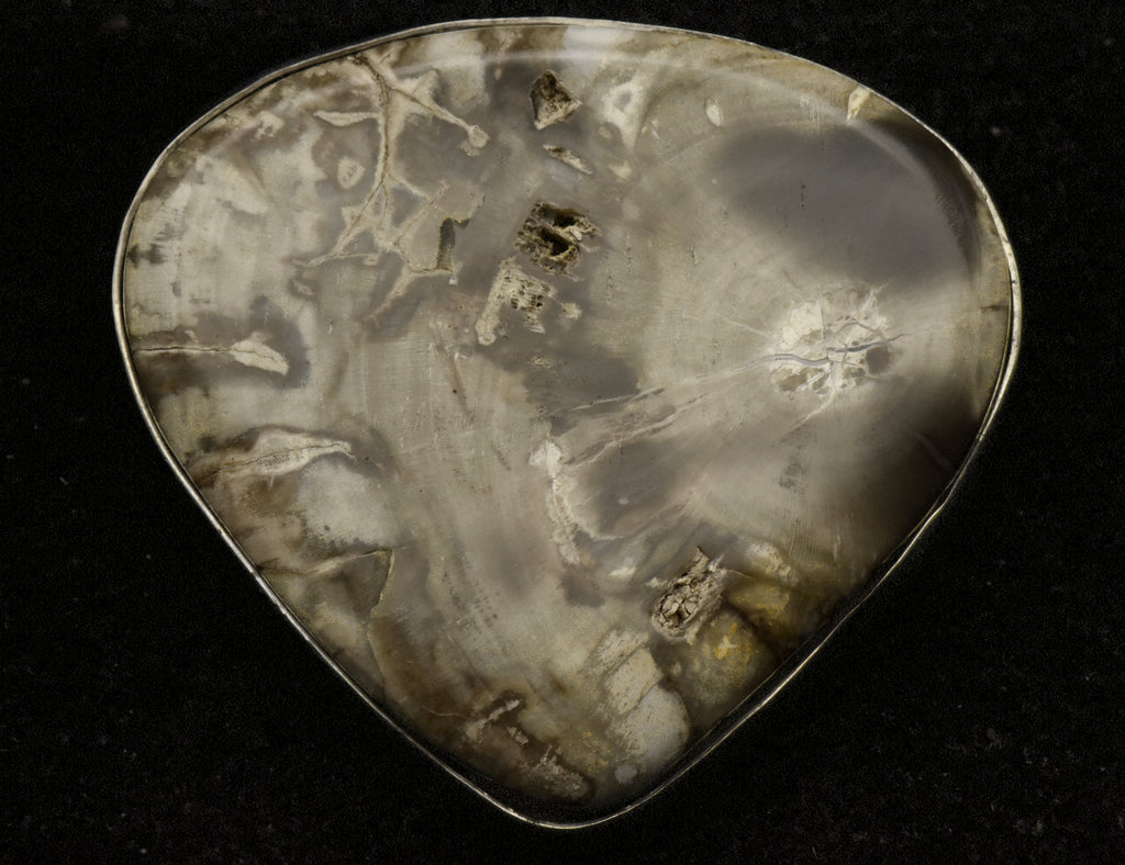 Vintage Handmade Petrified Wood Sterling Silver Pendant