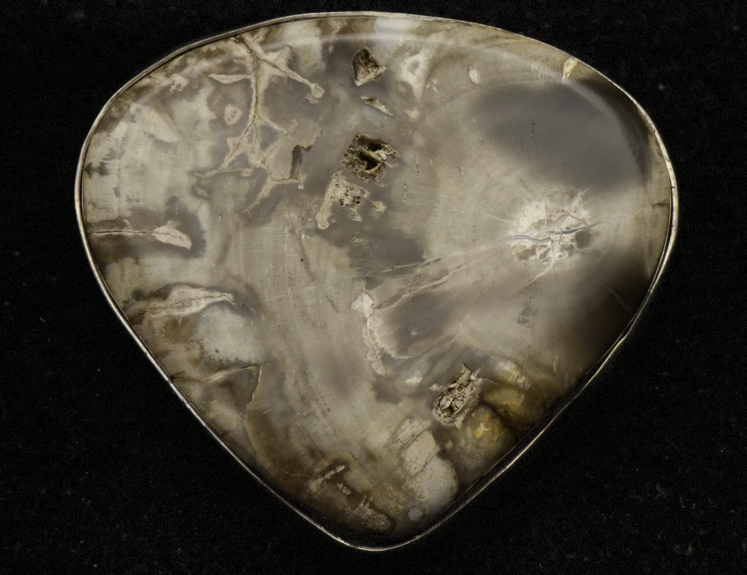 Vintage Handmade Petrified Wood Sterling Silver Pendant