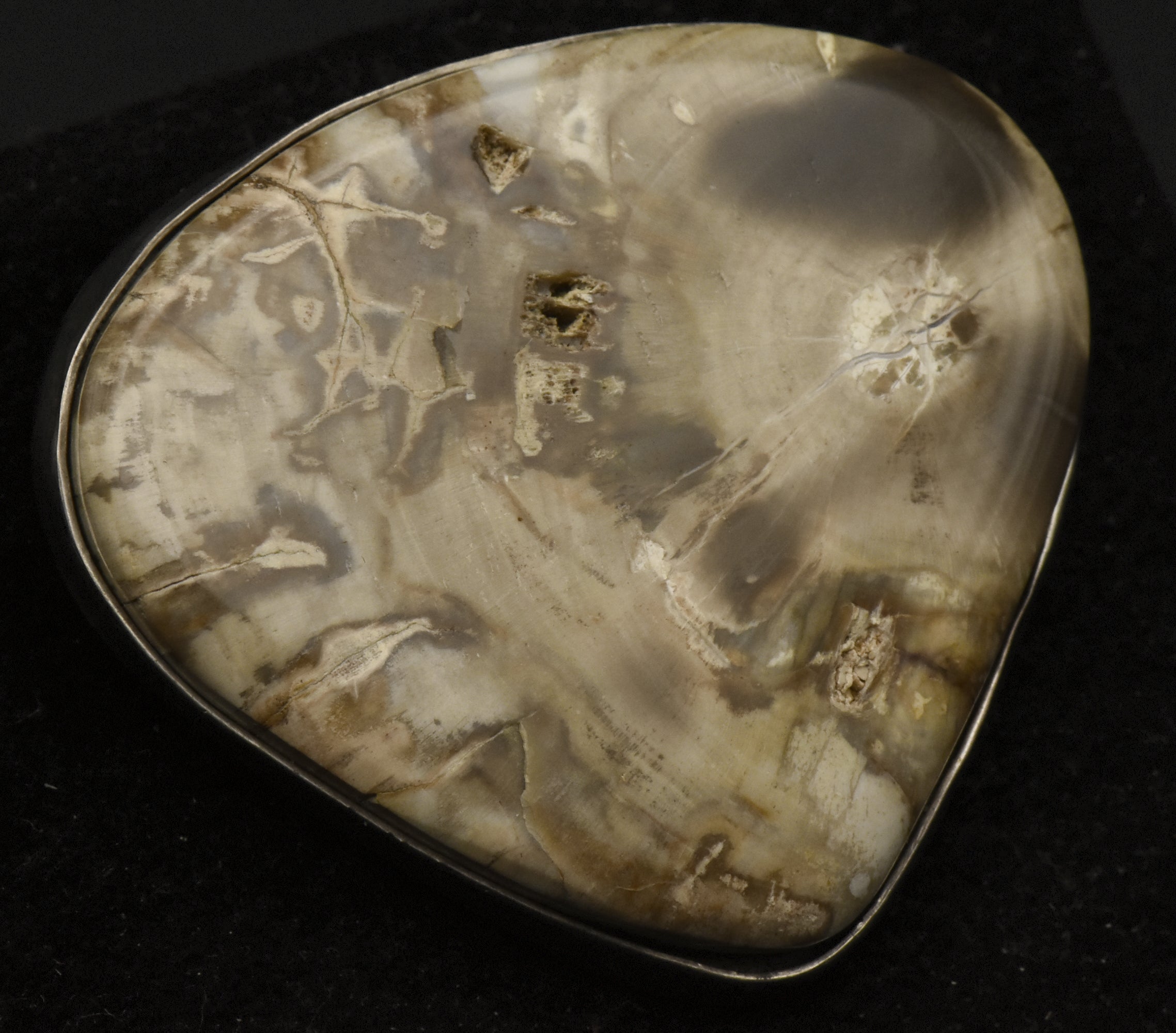 Vintage Handmade Petrified Wood Sterling Silver Pendant