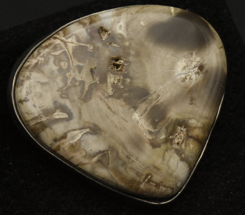 Vintage Handmade Petrified Wood Sterling Silver Pendant