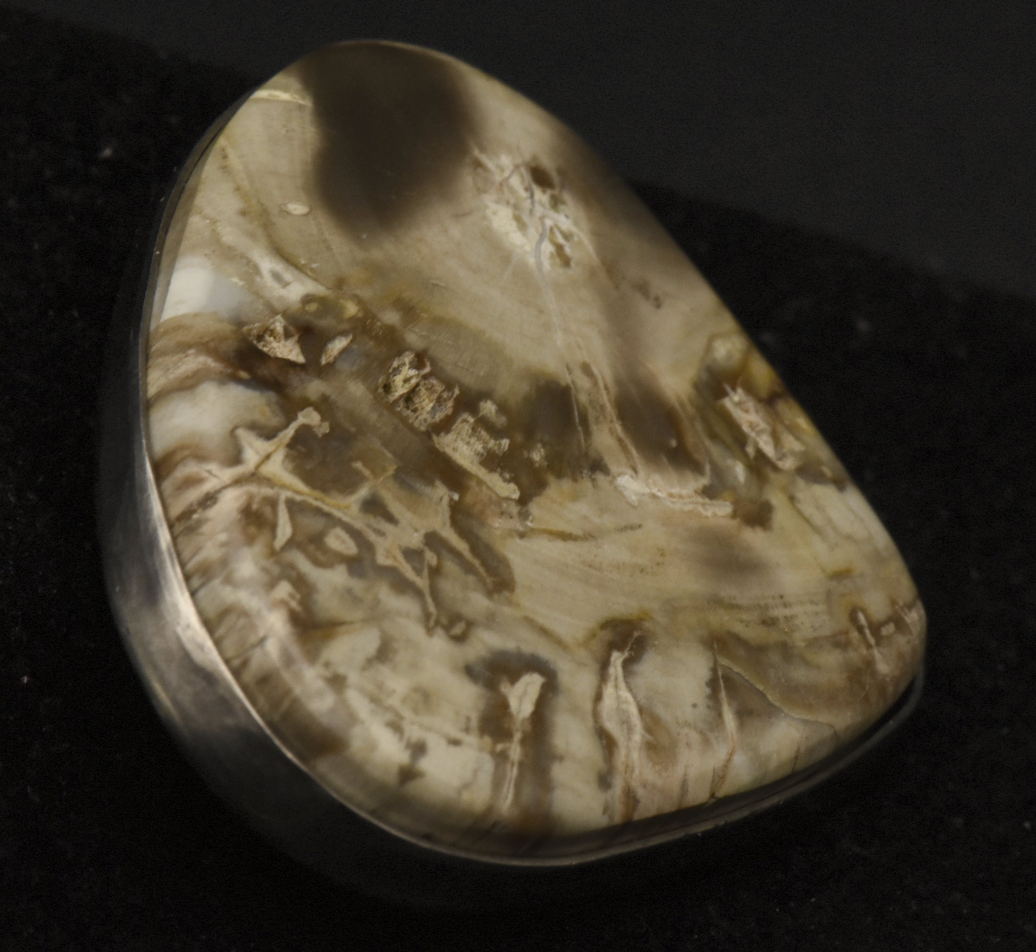 Vintage Handmade Petrified Wood Sterling Silver Pendant