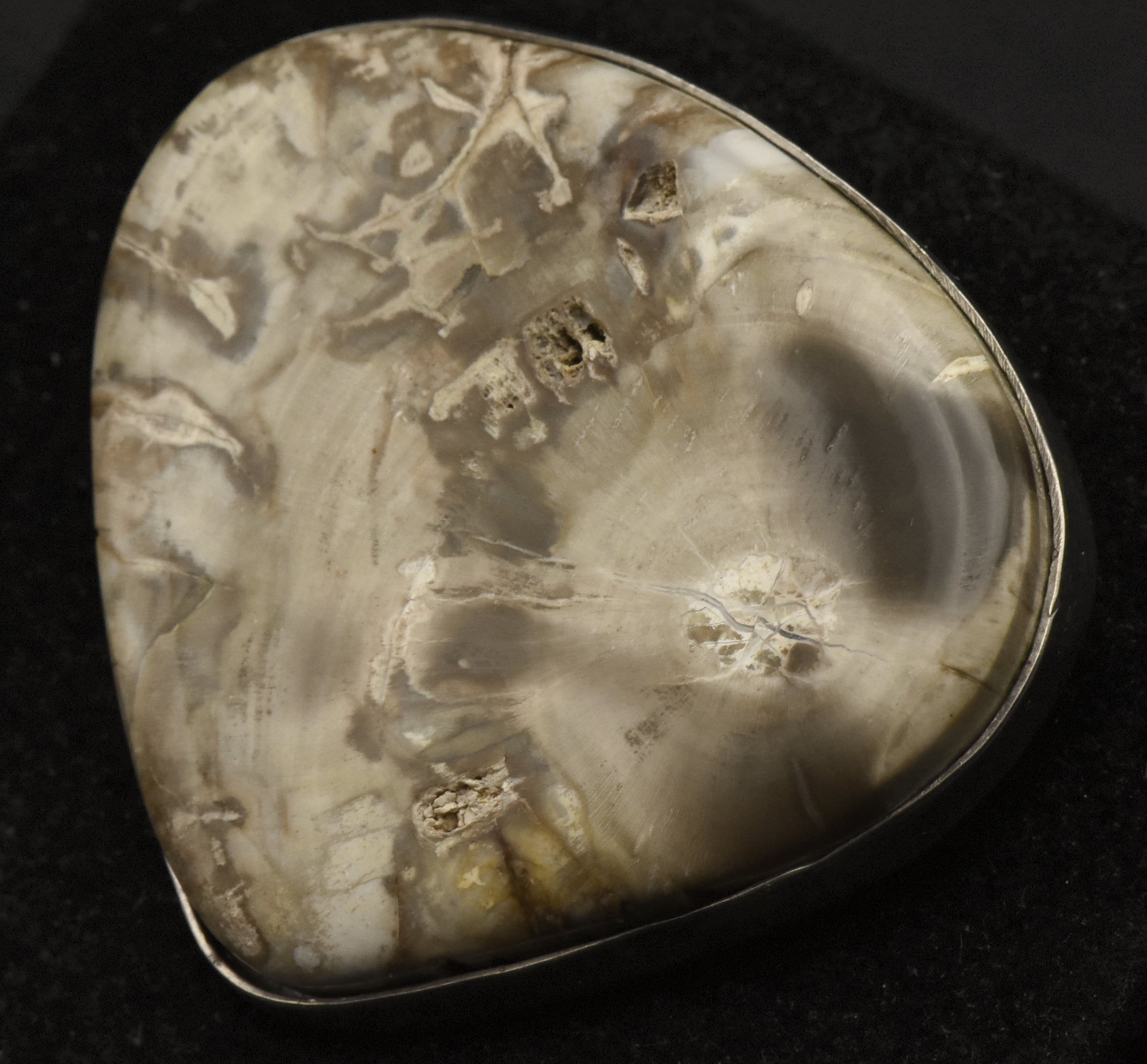 Vintage Handmade Petrified Wood Sterling Silver Pendant