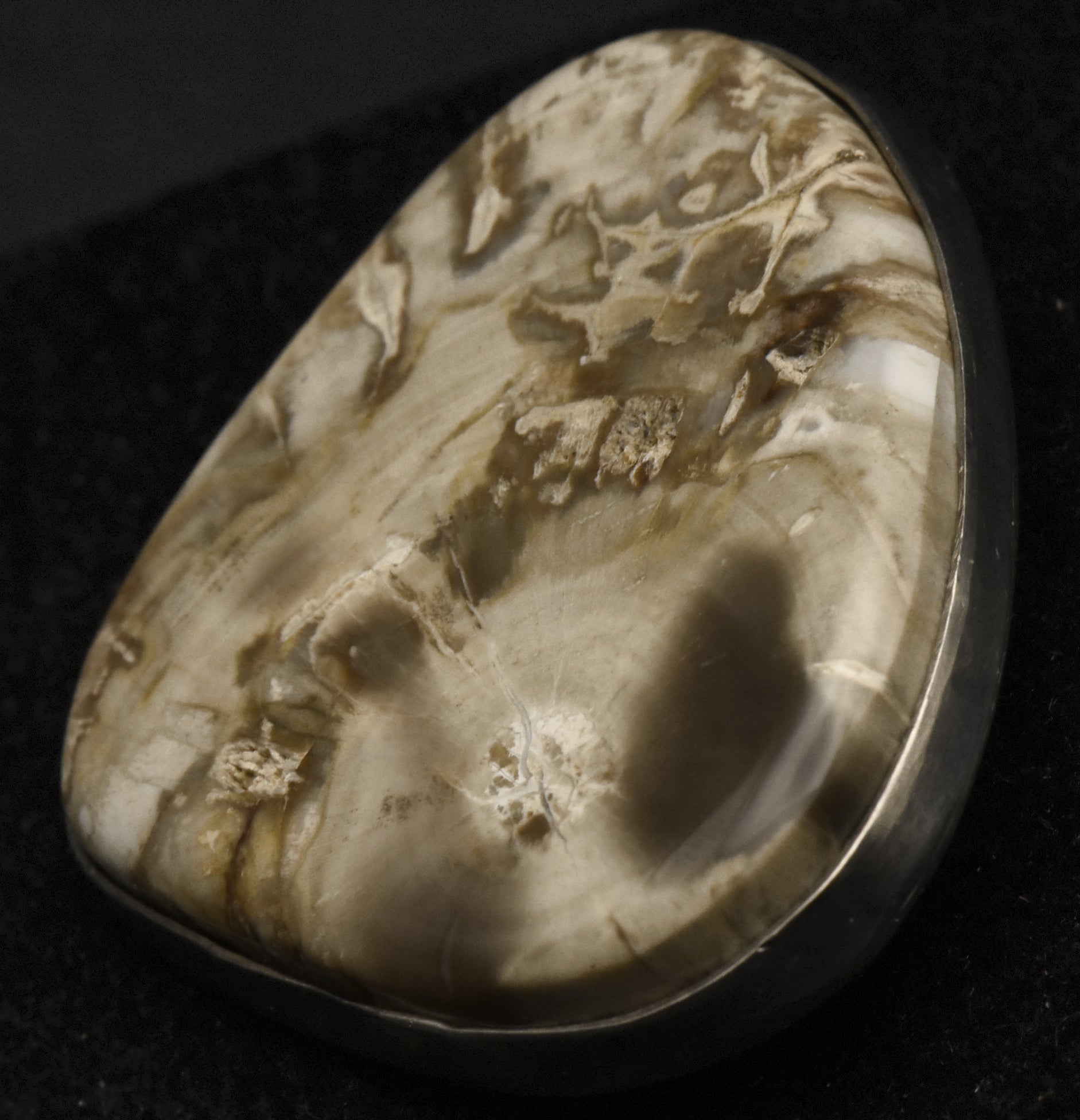 Vintage Handmade Petrified Wood Sterling Silver Pendant