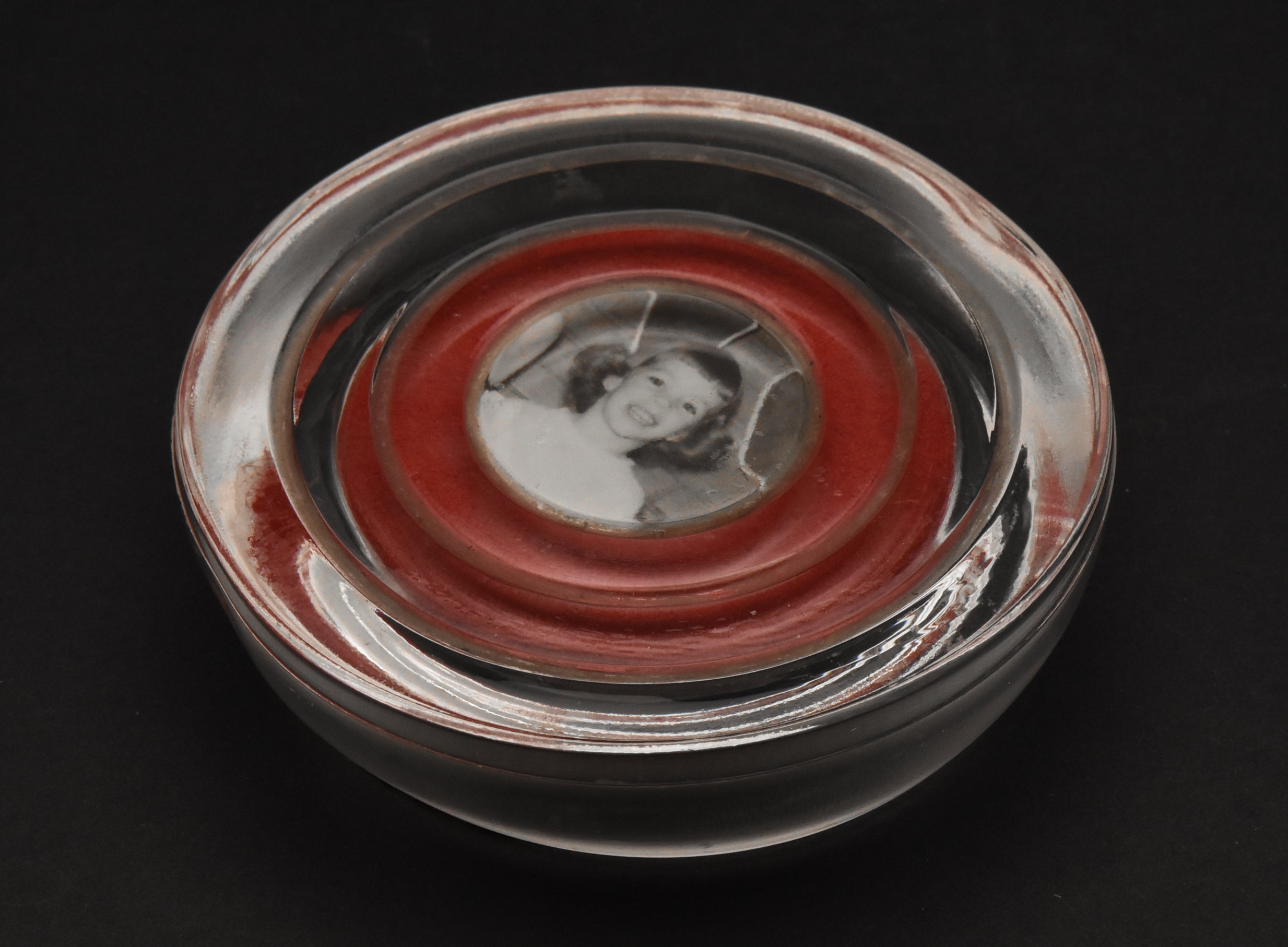 Vintage Photograph Glass Paperweight