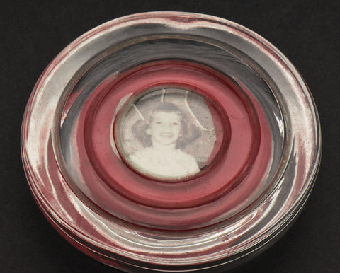 Vintage Photograph Glass Paperweight