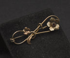 Vintage Sterling Silver 10K Gold Accented Floral Brooch