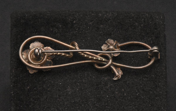 Vintage Sterling Silver 10K Gold Accented Floral Brooch