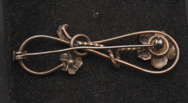 Vintage Sterling Silver 10K Gold Accented Floral Brooch