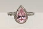 Vintage Sterling Silver Pink Cubic Zirconia Halo Ring - Size 9.25 - Missing Stone