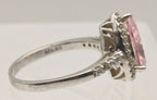 Vintage Sterling Silver Pink Cubic Zirconia Halo Ring - Size 9.25 - Missing Stone