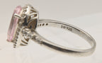 Vintage Sterling Silver Pink Cubic Zirconia Halo Ring - Size 9.25 - Missing Stone