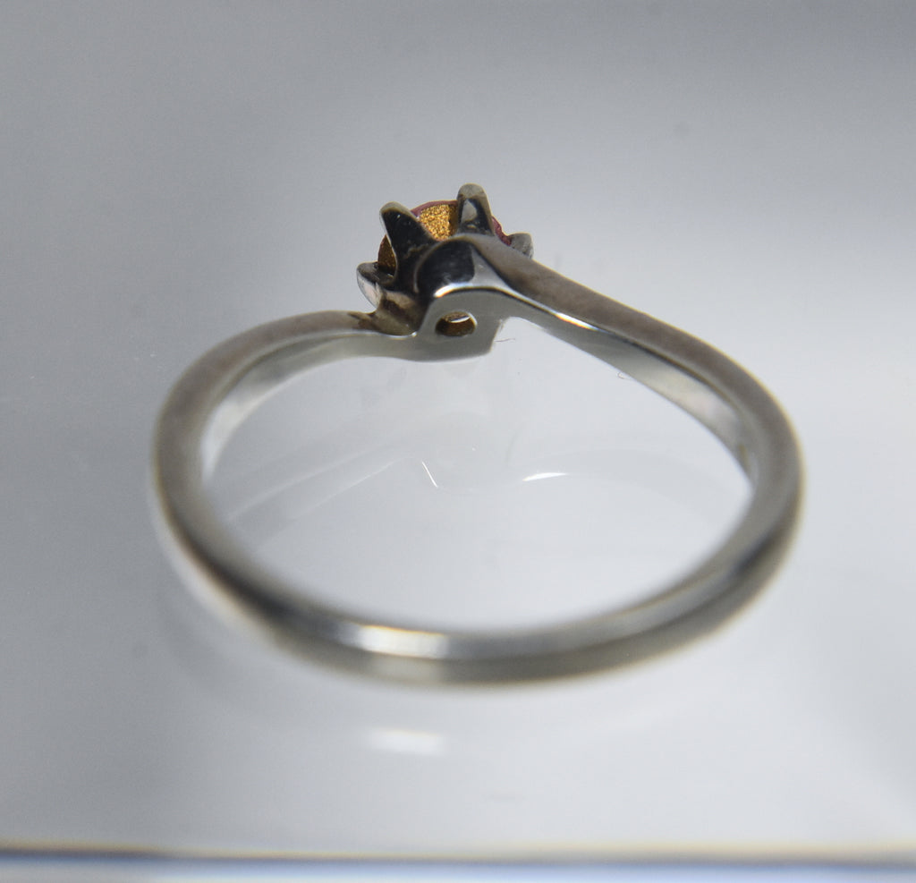 Sterling Silver Bypass Pink Stone Ring - Size 3