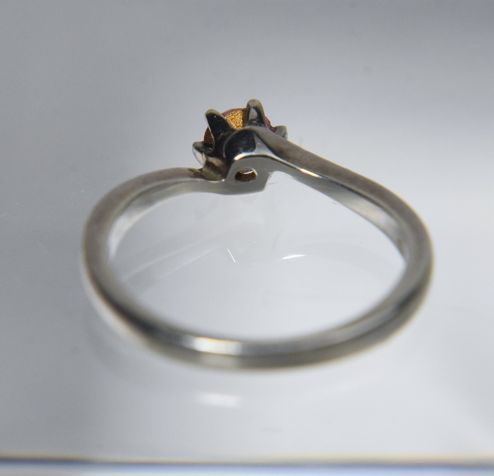 Sterling Silver Bypass Pink Stone Ring - Size 3