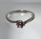 Sterling Silver Bypass Pink Stone Ring - Size 3