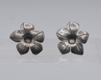 Vintage Sterling Silver Flower Screw Back Earrings