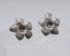 Vintage Sterling Silver Flower Screw Back Earrings