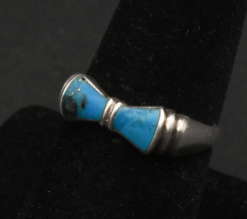 Vintage Sterling Silver Pyrite-Included Turquoise Ring - Size 8