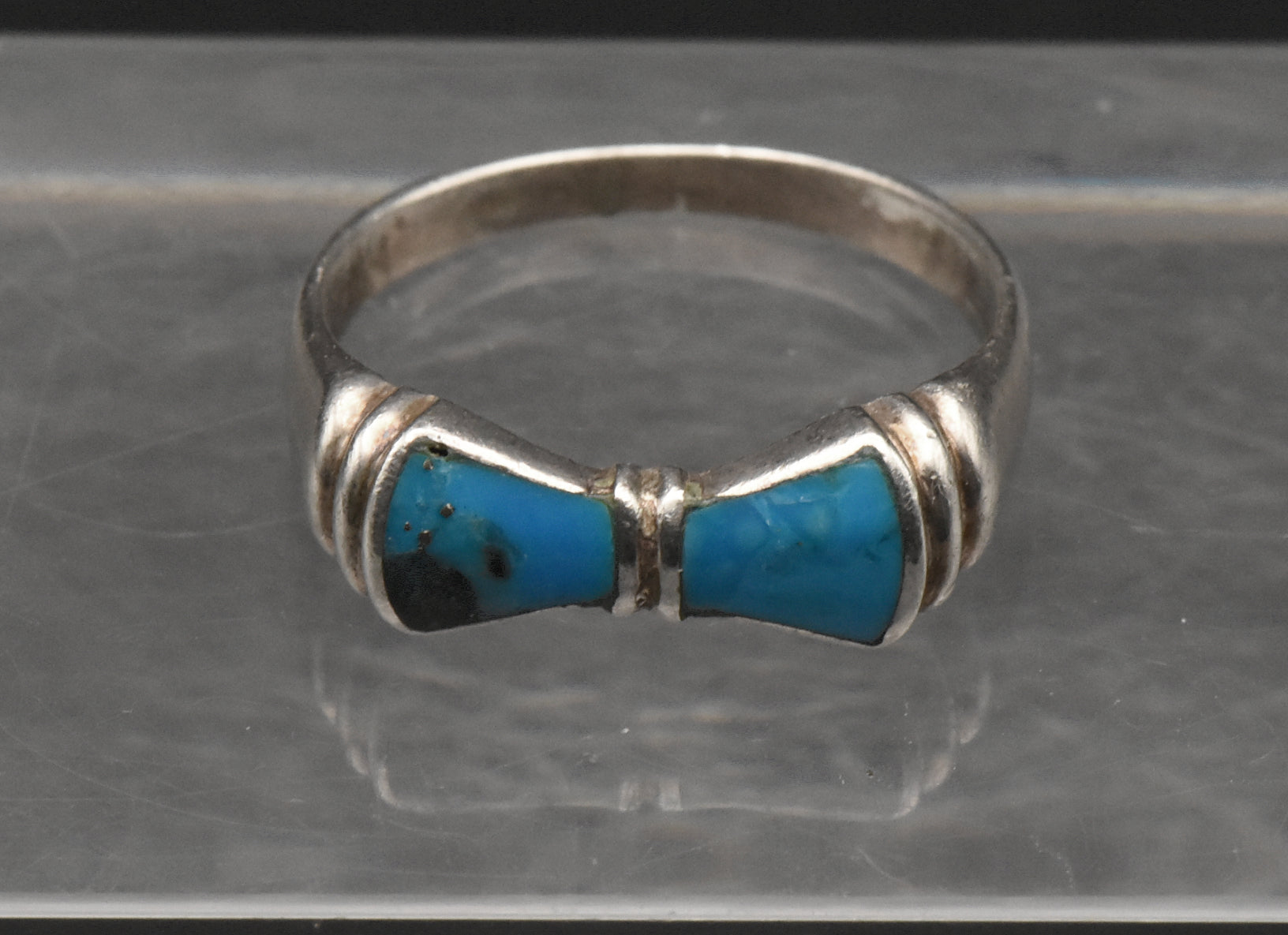 Vintage Sterling Silver Pyrite-Included Turquoise Ring - Size 8