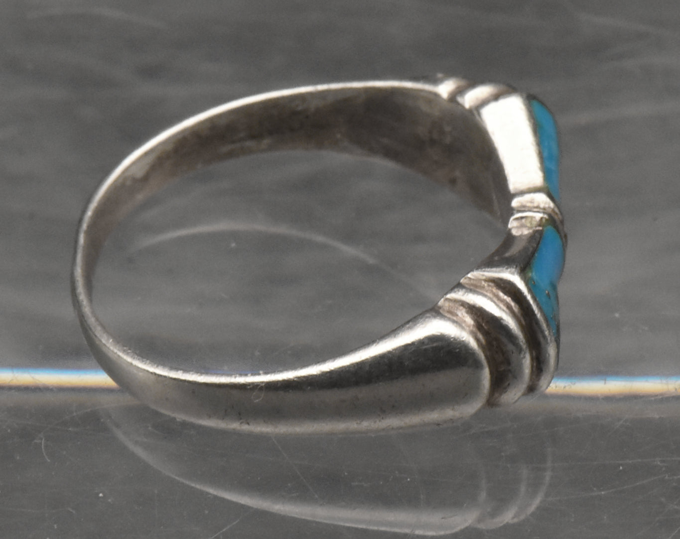 Vintage Sterling Silver Pyrite-Included Turquoise Ring - Size 8