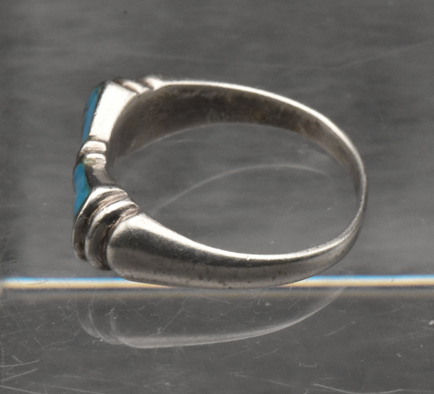 Vintage Sterling Silver Pyrite-Included Turquoise Ring - Size 8