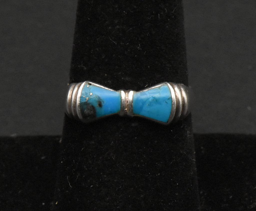 Vintage Sterling Silver Pyrite-Included Turquoise Ring - Size 8