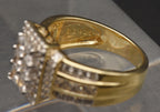 Vintage Gold Tone Sterling Silver Rhinestone Ring - Size 8.75