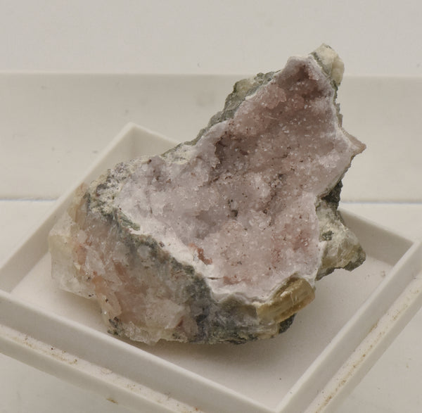 Quartz Crystal Cluster with Calcite Thumbnail Specimen - Idar-Oberstein, Germany