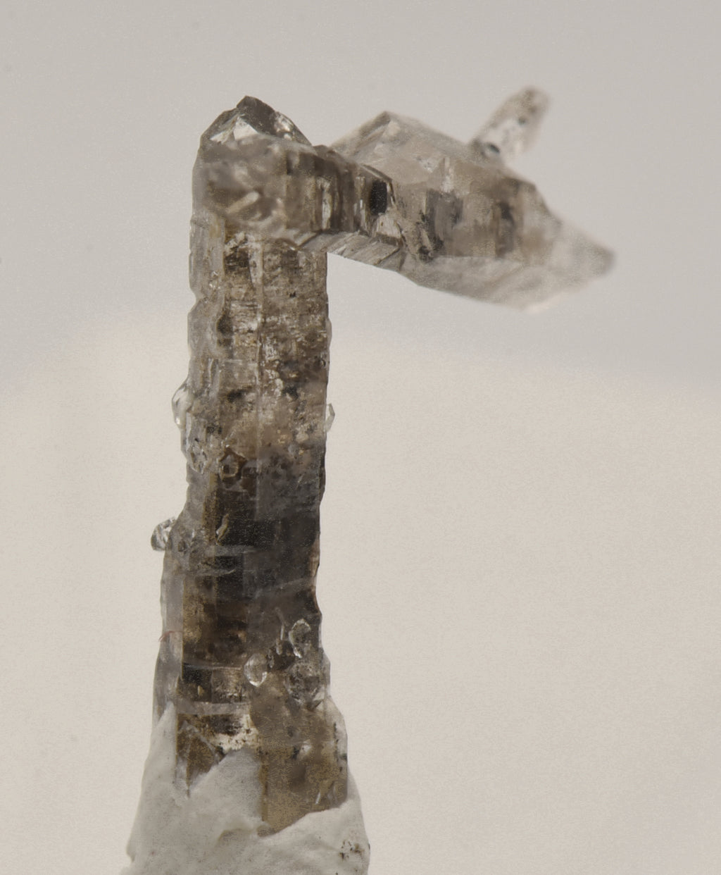 Doubly Terminated Quartz Crystal Cluster with Hydrocarbon Inclusions Thumbnail Specimen - Spain