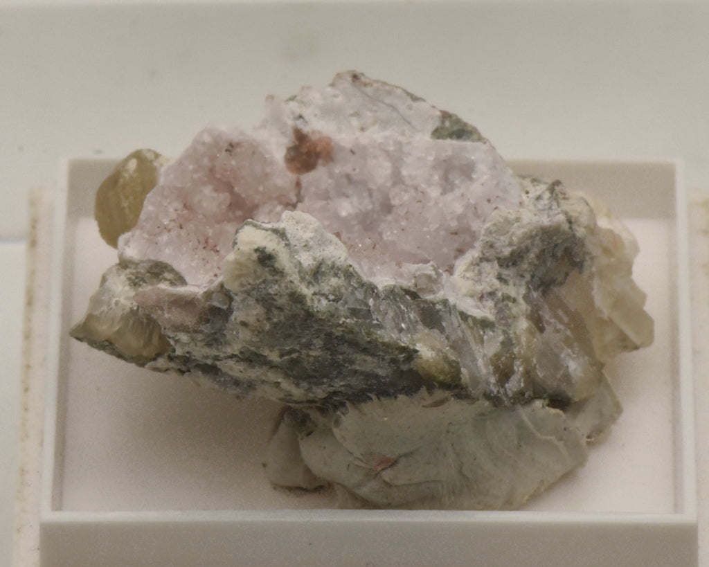 Quartz Crystal Cluster with Calcite Thumbnail Specimen - Idar-Oberstein, Germany