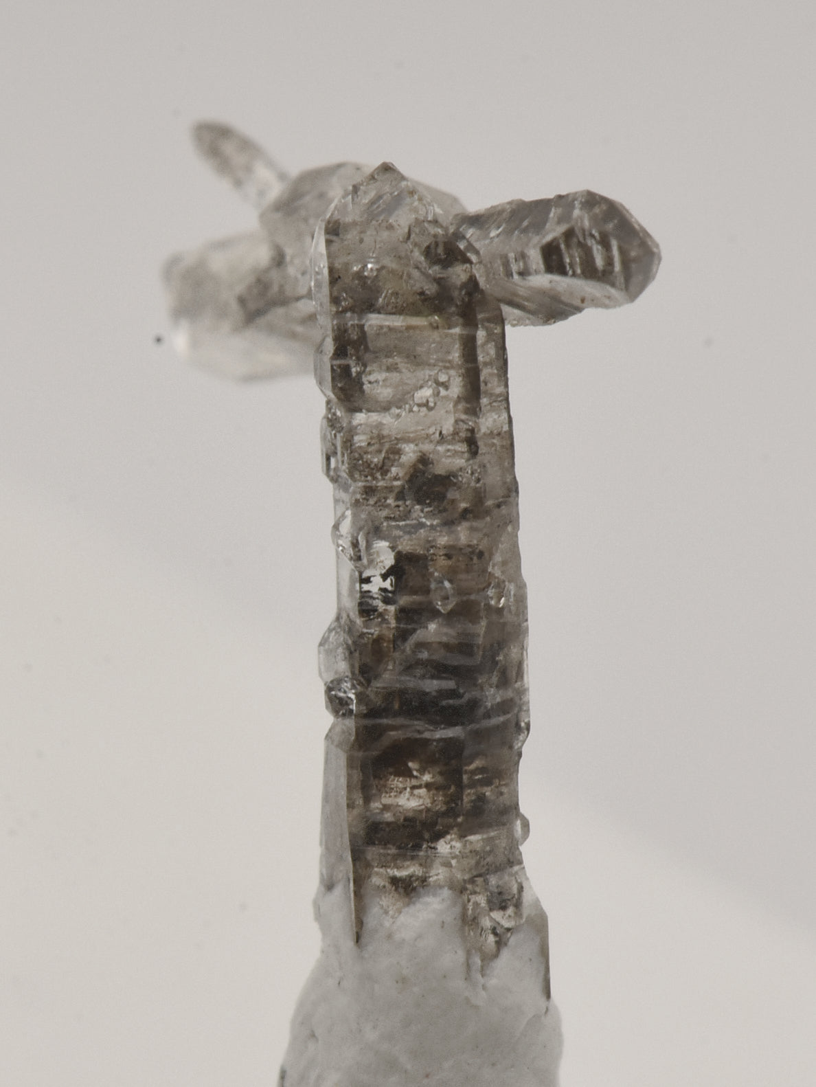 Doubly Terminated Quartz Crystal Cluster with Hydrocarbon Inclusions Thumbnail Specimen - Spain