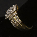 Vintage Gold Tone Sterling Silver Rhinestone Ring - Size 8.75