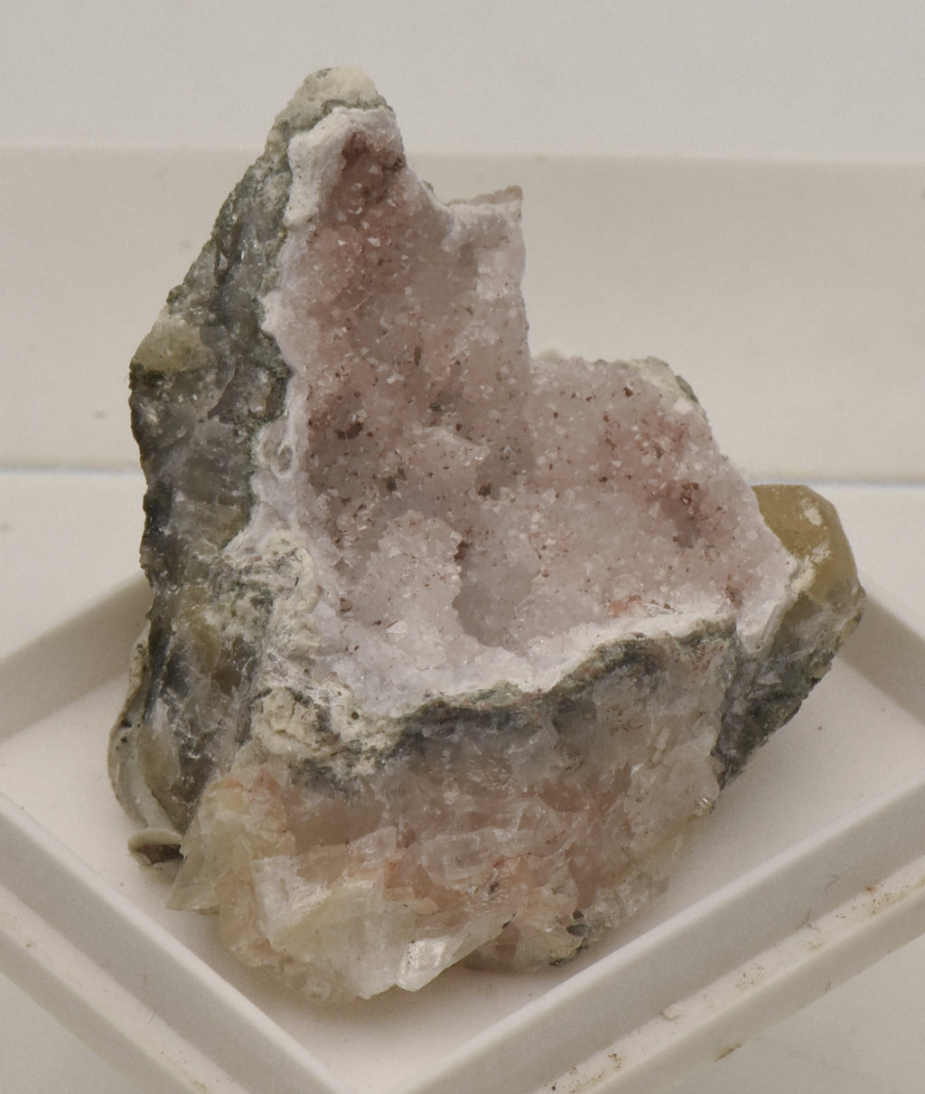 Quartz Crystal Cluster with Calcite Thumbnail Specimen - Idar-Oberstein, Germany