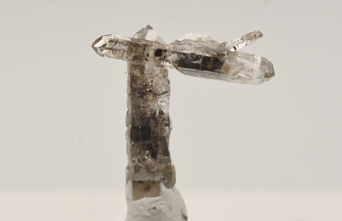 Doubly Terminated Quartz Crystal Cluster with Hydrocarbon Inclusions Thumbnail Specimen - Spain