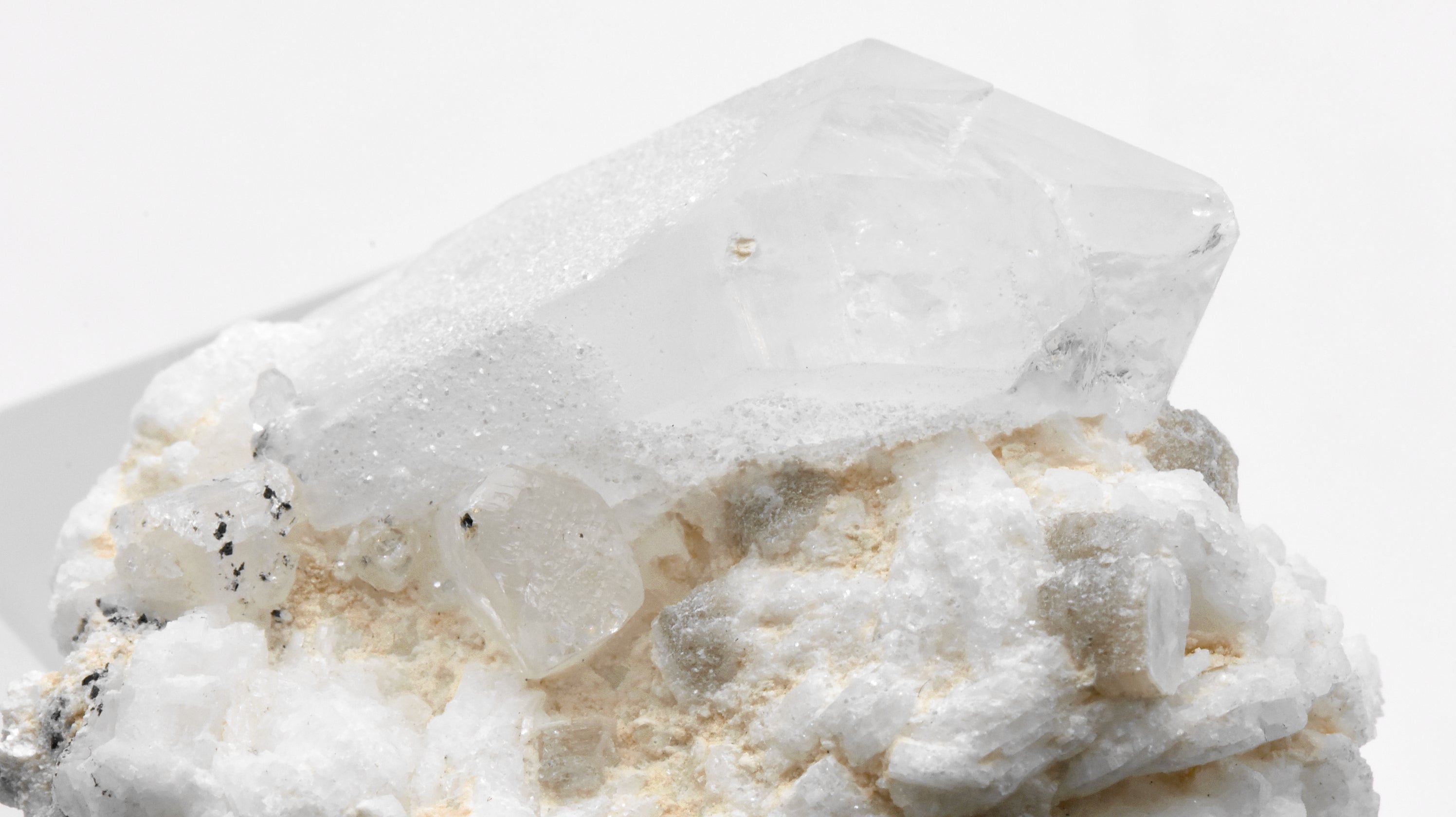 Quartz and Topaz Crystals Cluster with Muscovite on Feldspar Matrix - Pakistan