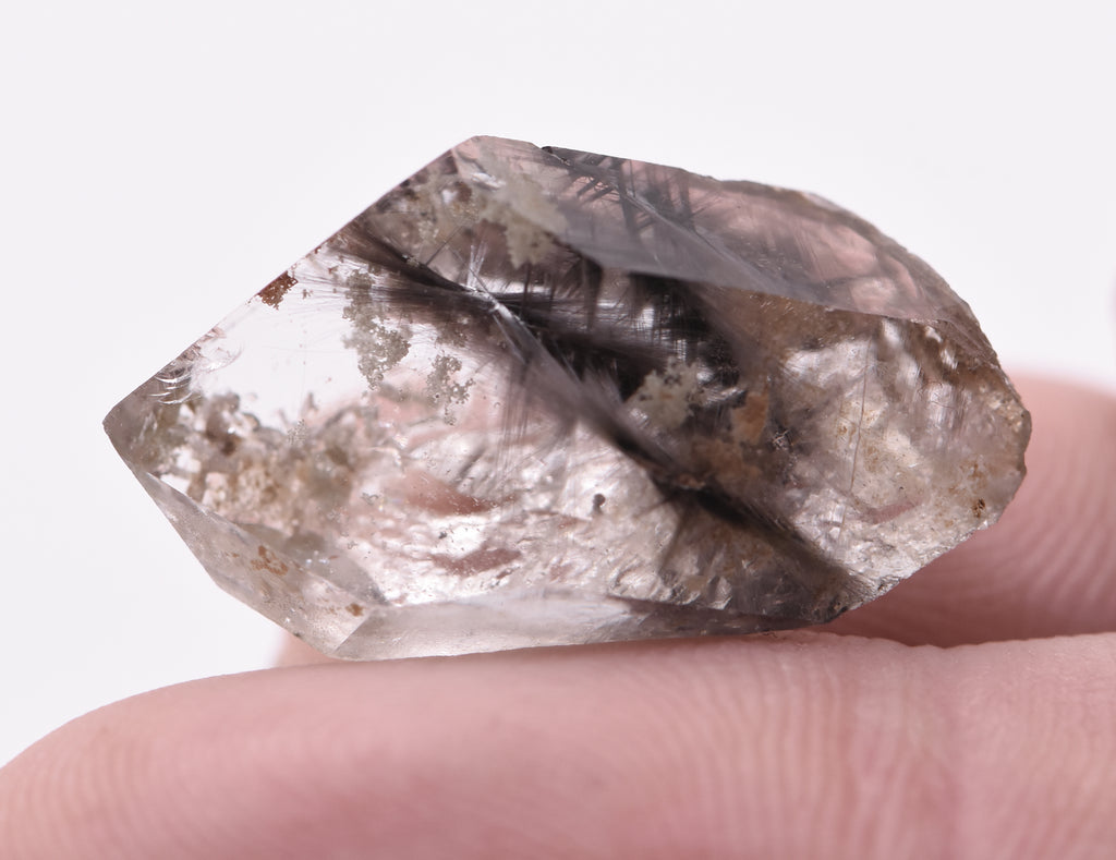 Quartz with Burkite and Rutile Needle Inclusions Crystal Specimen - Pakistan