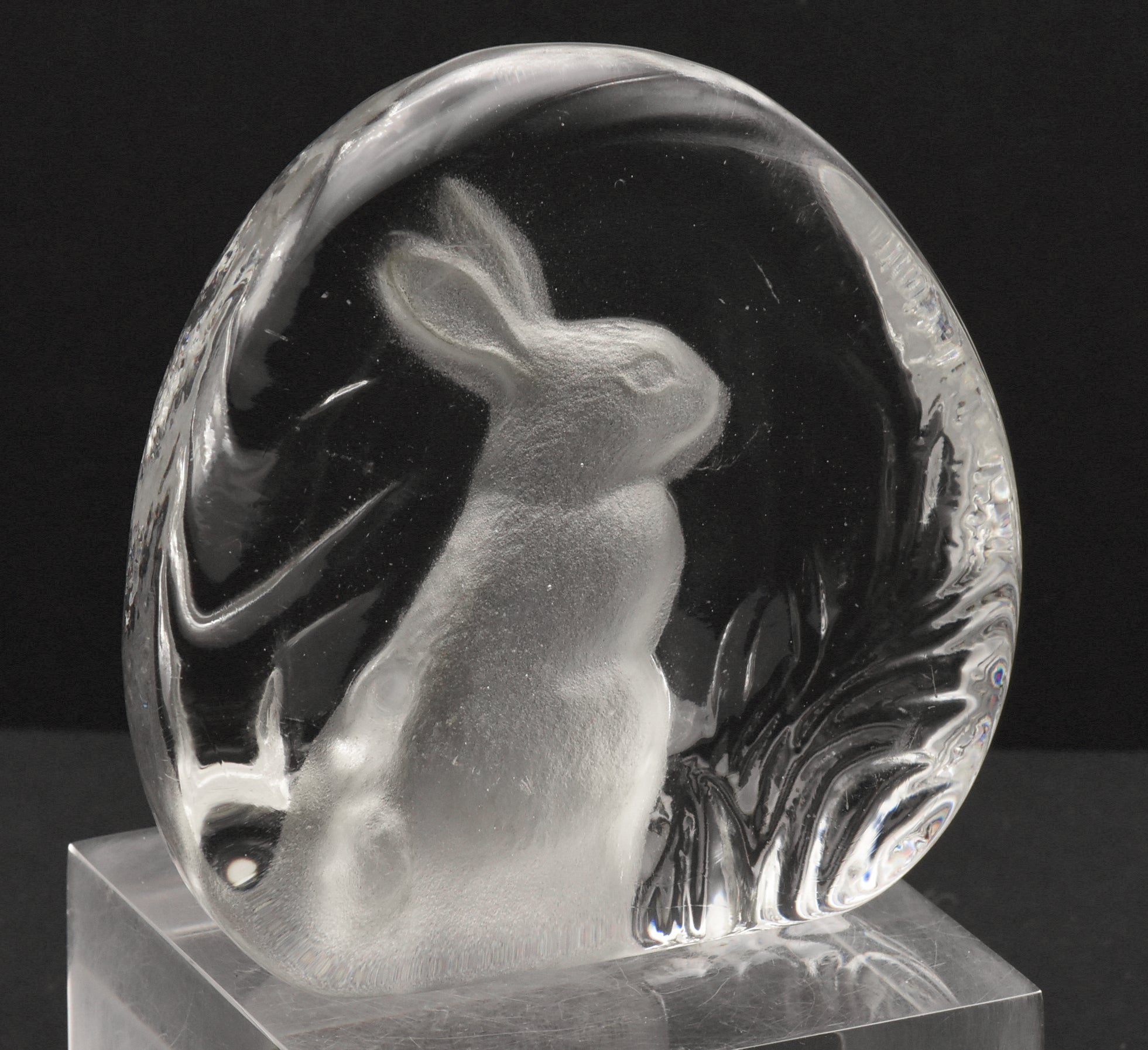 Vintage Glass Three Dimensional Plaque of a Rabbit