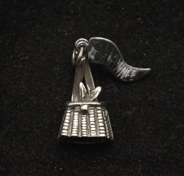 Vintage Sterling Silver "Shawnee" Rabbit in a Basket Charm