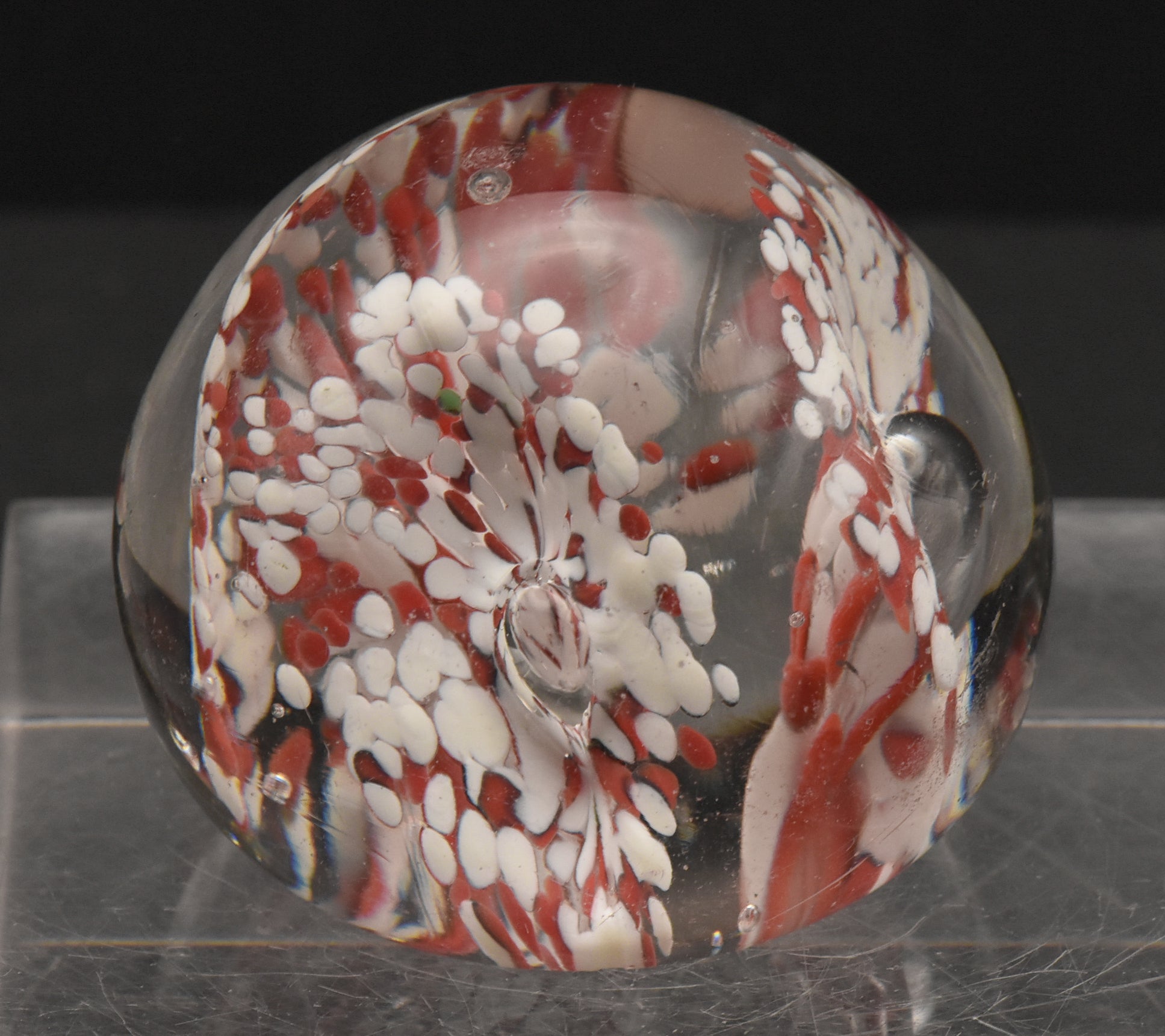 Vintage Red and White Confetti Floral Paperweight