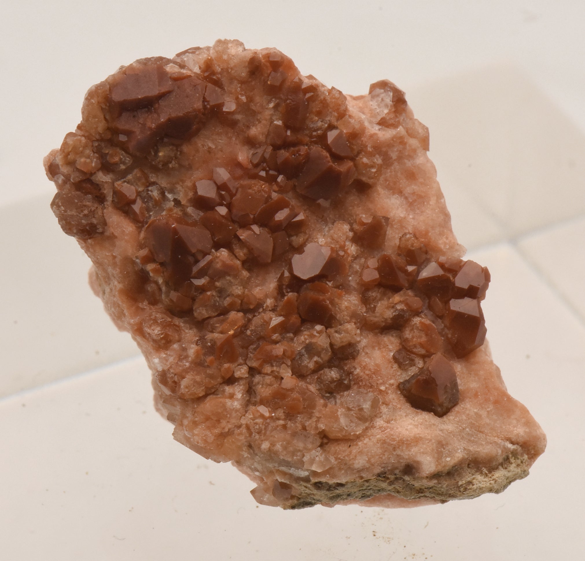 Jacinto de Compostela Hematoid Quartz Crystal Cluster on Red Gypsum Matrix - Chella, Spain