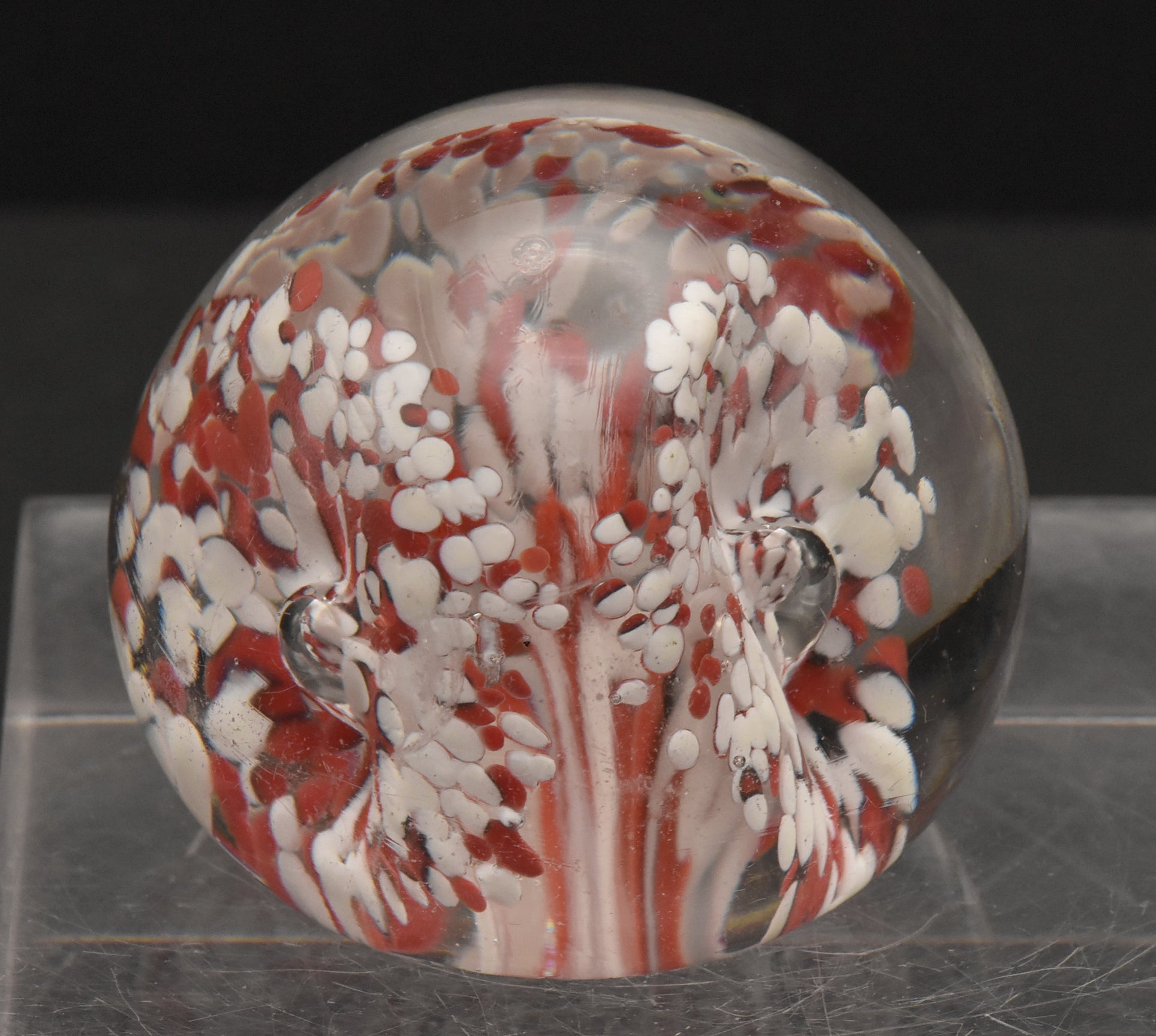Vintage Red and White Confetti Floral Paperweight