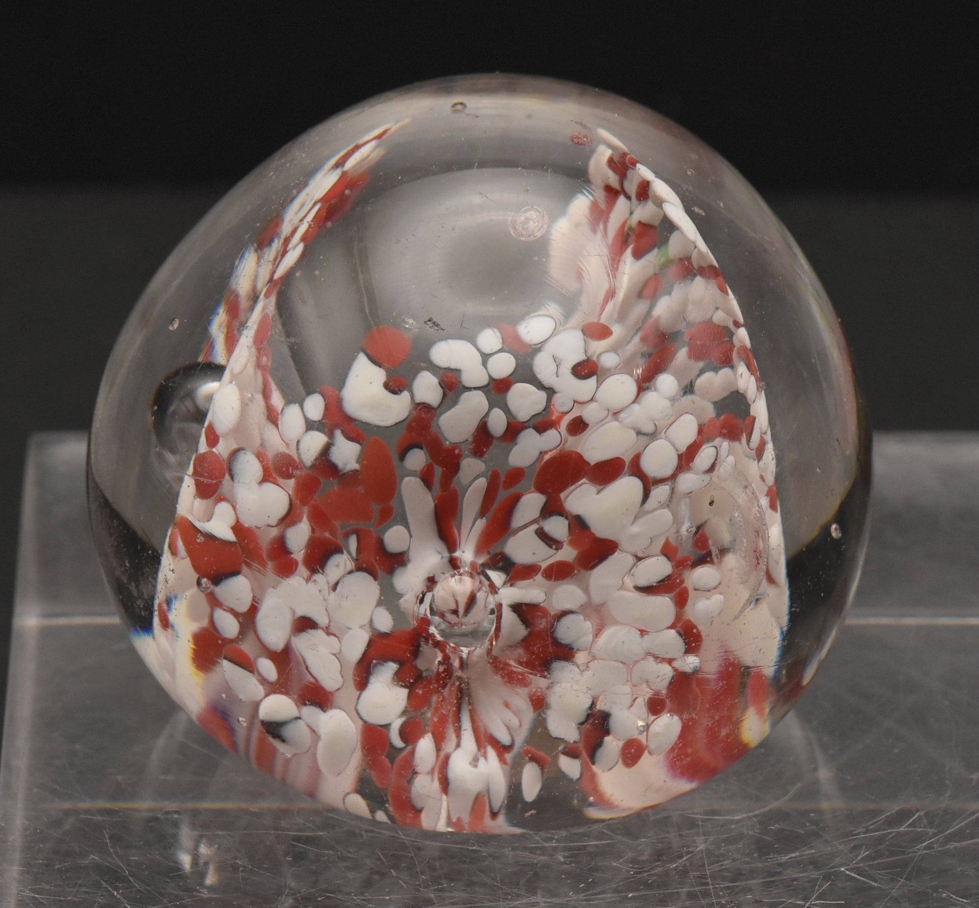 Vintage Red and White Confetti Floral Paperweight