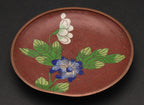 Vintage Red Cloisonne Floral Enamel Trinket Dish