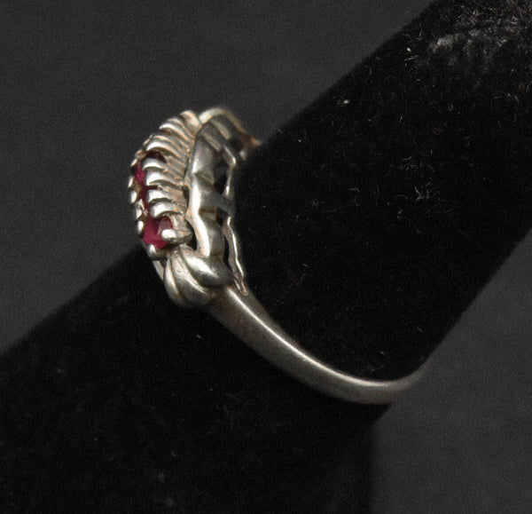 Vintage Sterling Silver and Rubies Ring - Size 4.25